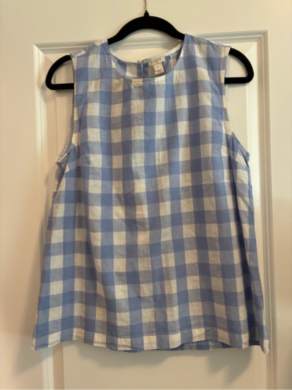 J. Crew Sleeveless Blue and White Gingham Tank